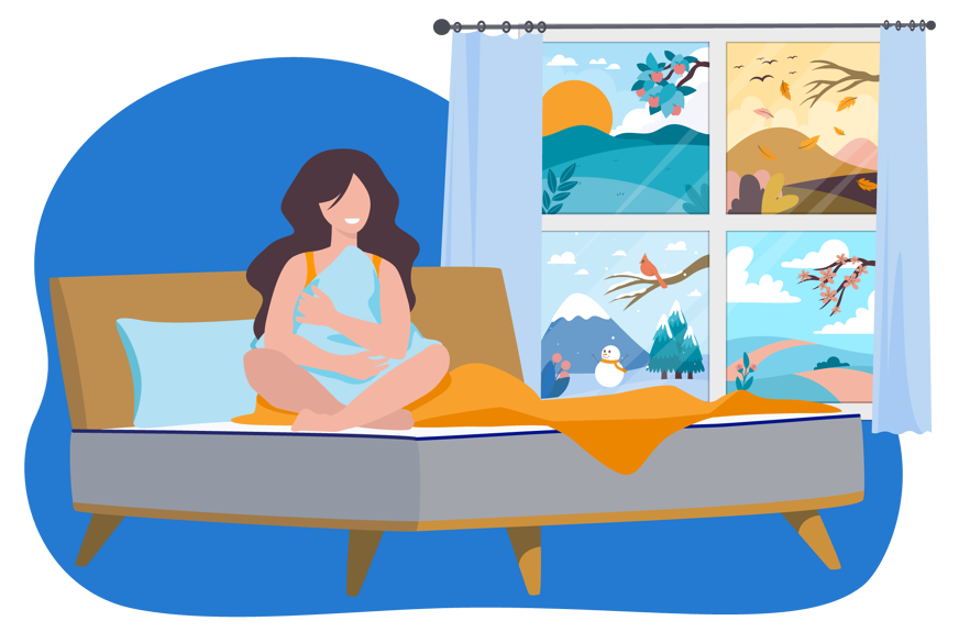 bed in different seasons